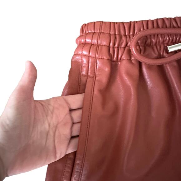 NEW A.L.C Ryder Faux-Leather Shorts Russet - Picture 7 of 11